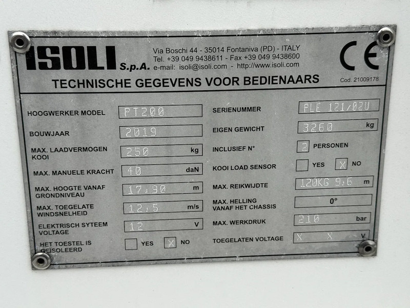Ελαφρύ επαγγελματικό Nissan NT400 EURO 6 + ISOLI PT200 - AERIAL PLATFORM - ONLY 25.892 KM: φωτογραφία 11 Ελαφρύ επαγγελματικό Nissan NT400 EURO 6 + ISOLI PT200 - AERIAL PLATFORM - ONLY 25.892 KM: φωτογραφία 11