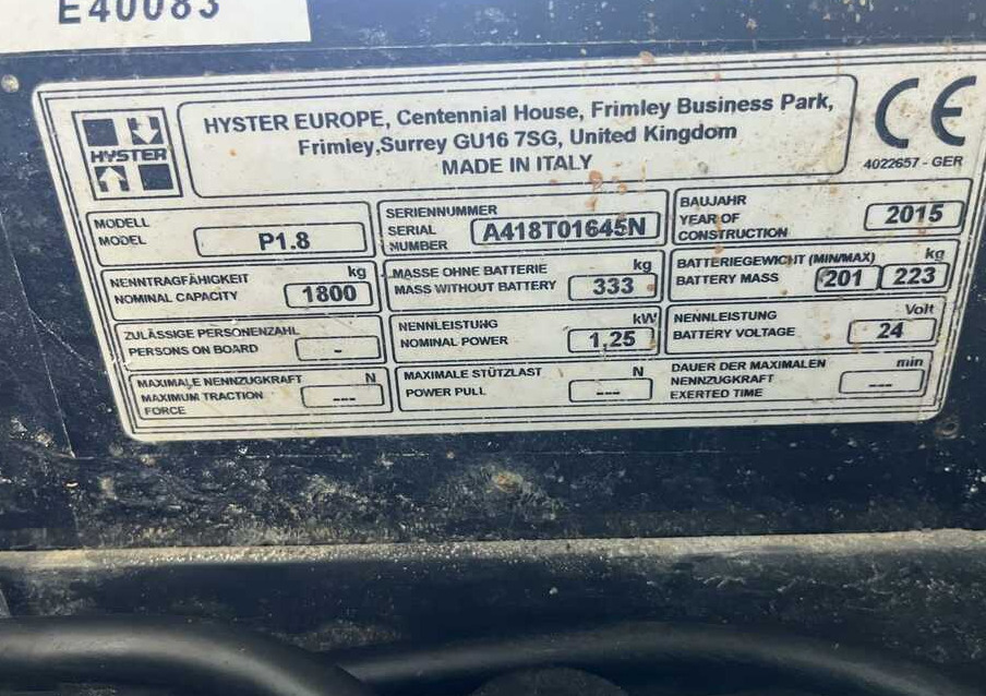 Hyster P1.8 - Παλετοφόρο: φωτογραφία 4 Hyster P1.8 - Παλετοφόρο: φωτογραφία 4