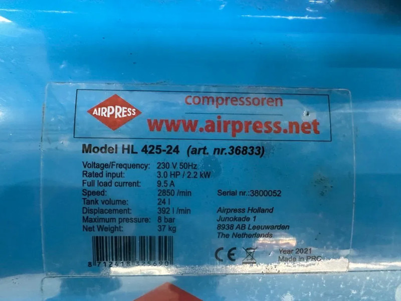 Airpress HL 425-24 Elektrische Zuigercompressor 3 PK 392 L / min 8 Bar Overstock New ! - Αεροσυμπιεστής: φωτογραφία 3 Airpress HL 425-24 Elektrische Zuigercompressor 3 PK 392 L / min 8 Bar Overstock New ! - Αεροσυμπιεστής: φωτογραφία 3
