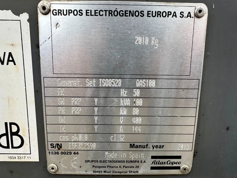 Atlas-Copco QAS 100 Perkins Leroy Somer 100 kVA Silent Rental generatorset - Βιομηχανική γεννήτρια: φωτογραφία 4 Atlas-Copco QAS 100 Perkins Leroy Somer 100 kVA Silent Rental generatorset - Βιομηχανική γεννήτρια: φωτογραφία 4