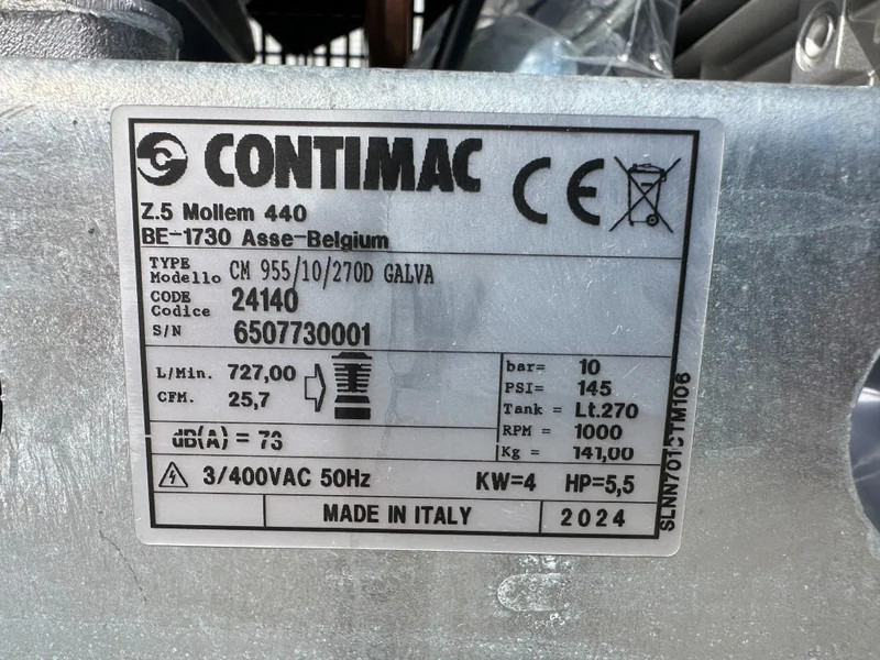 Contimac CM 955 / 10 / 270D Galva 4 kW 950 L / min 10 Bar Zuigercompressor Agri Gegalvaniseerd - Αεροσυμπιεστής: φωτογραφία 3 Contimac CM 955 / 10 / 270D Galva 4 kW 950 L / min 10 Bar Zuigercompressor Agri Gegalvaniseerd - Αεροσυμπιεστής: φωτογραφία 3