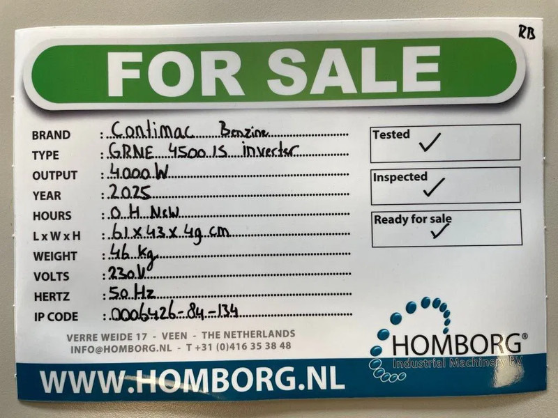 Βιομηχανική γεννήτρια Contimac GRNE 4500 IS Superstille Benzine inverter-generator: φωτογραφία 7 Βιομηχανική γεννήτρια Contimac GRNE 4500 IS Superstille Benzine inverter-generator: φωτογραφία 7