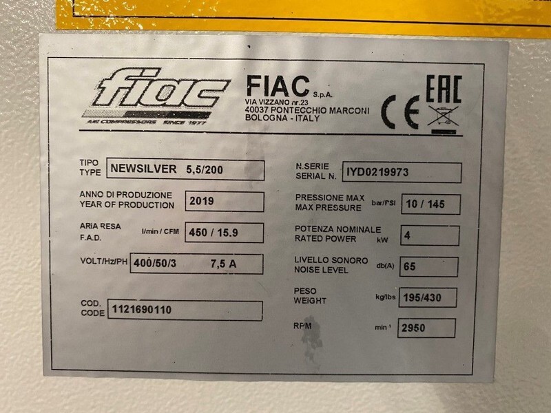 Fiac NewSilver 5.5 / 200 Silent 4 kW 450 L / min 10 Bar Elektrische Schroefcompressor met ketel - Αεροσυμπιεστής: φωτογραφία 4 Fiac NewSilver 5.5 / 200 Silent 4 kW 450 L / min 10 Bar Elektrische Schroefcompressor met ketel - Αεροσυμπιεστής: φωτογραφία 4