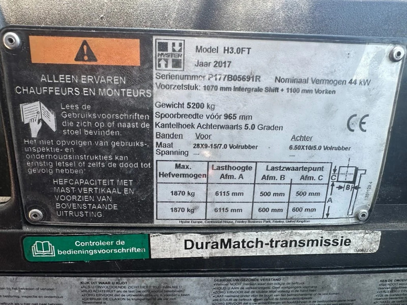 Hyster H3.0FT 3 ton Triplex Freelift Sideshift LPG Heftruck 2017 - Υγραεριοκίνητο περονοφόρο: φωτογραφία 4 Hyster H3.0FT 3 ton Triplex Freelift Sideshift LPG Heftruck 2017 - Υγραεριοκίνητο περονοφόρο: φωτογραφία 4