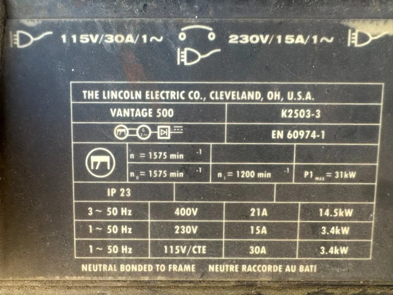 Lincoln Electric Vantage 500 Perkins 500 Amp Las generatorset Welding genset - Βιομηχανική γεννήτρια: φωτογραφία 4 Lincoln Electric Vantage 500 Perkins 500 Amp Las generatorset Welding genset - Βιομηχανική γεννήτρια: φωτογραφία 4