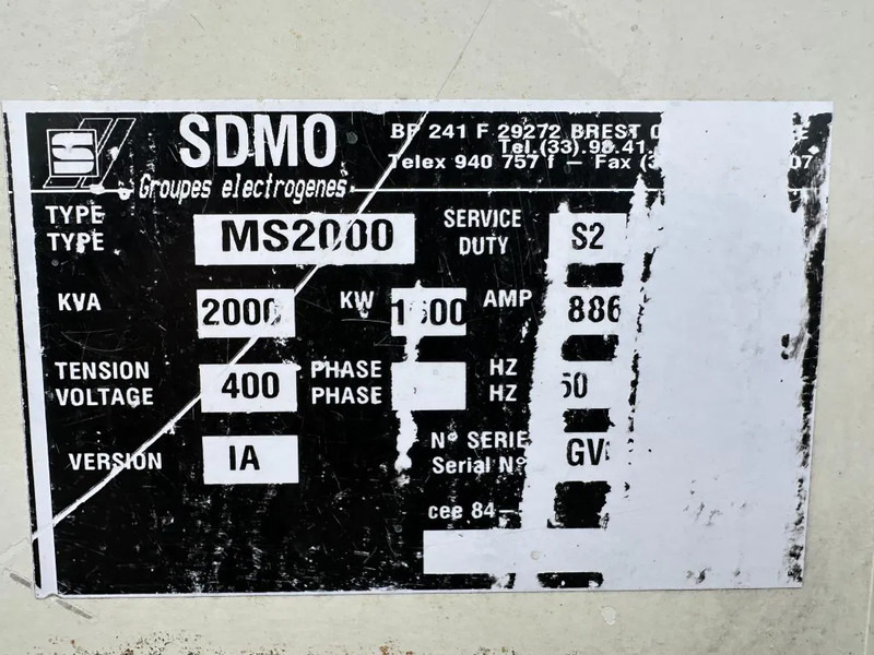 SDMO MS2000 MTU Leroy Somer 2000 kVA generatorset - Βιομηχανική γεννήτρια: φωτογραφία 5 SDMO MS2000 MTU Leroy Somer 2000 kVA generatorset - Βιομηχανική γεννήτρια: φωτογραφία 5
