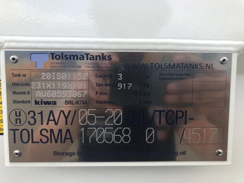 Tolsma Kiwa IBC 3000 liter dieseltank nieuw ! - Δεξαμενή αποθήκευσης: φωτογραφία 3 Tolsma Kiwa IBC 3000 liter dieseltank nieuw ! - Δεξαμενή αποθήκευσης: φωτογραφία 3