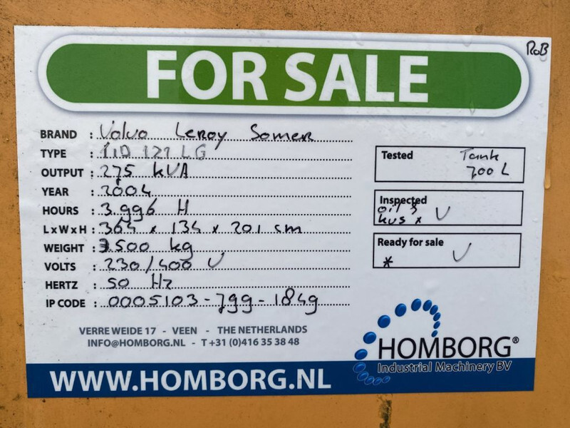 Βιομηχανική γεννήτρια Volvo TID 121 LG Leroy Somer 275 kVA Silent generatorset: φωτογραφία 16