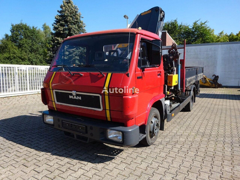 MAN 9.150 - Flatbed+crane - Φορτηγό με ανοιχτή καρότσα, Φορτηγό με γερανό: φωτογραφία 2 MAN 9.150 - Flatbed+crane - Φορτηγό με ανοιχτή καρότσα, Φορτηγό με γερανό: φωτογραφία 2