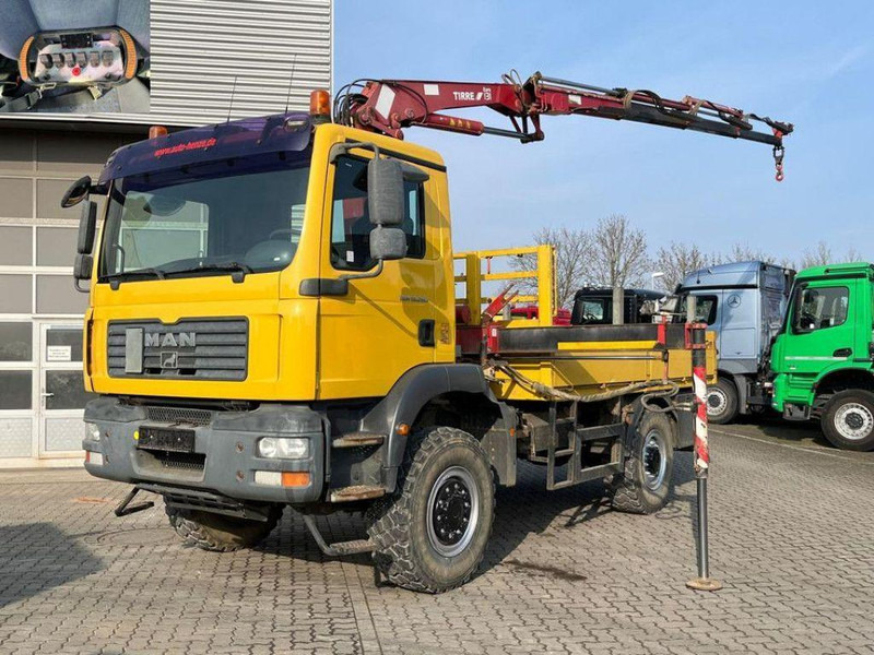 MAN TGM 18.280 4x4 Crane Tirre Euro 131 - Φορτηγό με ανοιχτή καρότσα, Φορτηγό με γερανό: φωτογραφία 1 MAN TGM 18.280 4x4 Crane Tirre Euro 131 - Φορτηγό με ανοιχτή καρότσα, Φορτηγό με γερανό: φωτογραφία 1