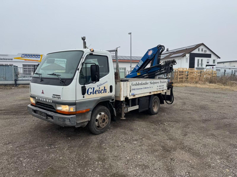 Mitsubishi Canter FE649 - Flatbed truck + crane - Φορτηγό με ανοιχτή καρότσα, Φορτηγό με γερανό: φωτογραφία 1 Mitsubishi Canter FE649 - Flatbed truck + crane - Φορτηγό με ανοιχτή καρότσα, Φορτηγό με γερανό: φωτογραφία 1