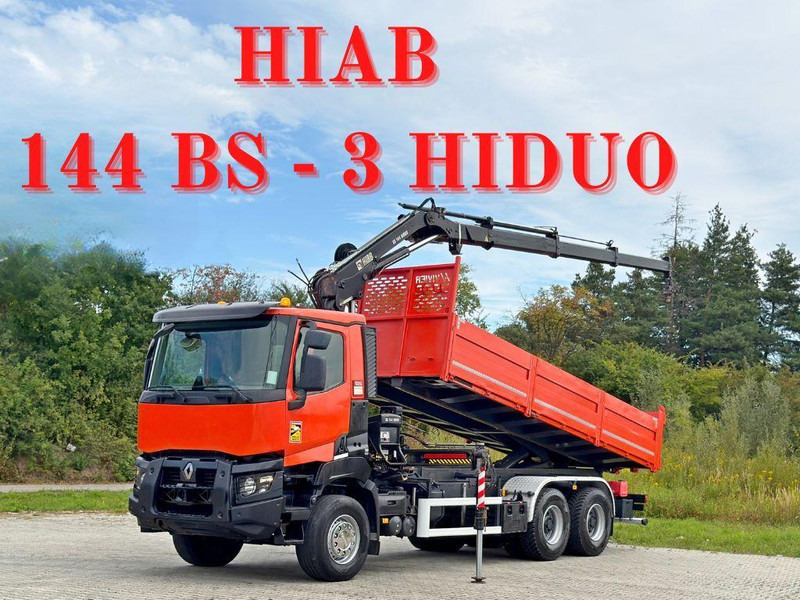 Renault K 380 * HIAB 144 BS - 3 HIDUO + FUNK * 6x4 * TOP - Φορτηγό ανατρεπόμενο, Φορτηγό με γερανό: φωτογραφία 1 Renault K 380 * HIAB 144 BS - 3 HIDUO + FUNK * 6x4 * TOP - Φορτηγό ανατρεπόμενο, Φορτηγό με γερανό: φωτογραφία 1