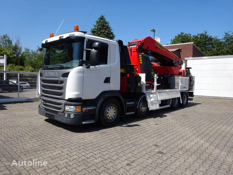 Scania G410 - Flatbed+crane - Φορτηγό με ανοιχτή καρότσα, Φορτηγό με γερανό: φωτογραφία 1 Scania G410 - Flatbed+crane - Φορτηγό με ανοιχτή καρότσα, Φορτηγό με γερανό: φωτογραφία 1