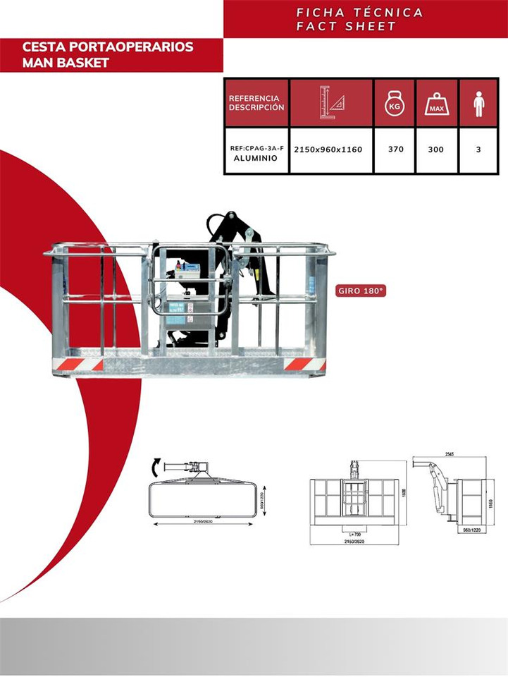 180º self-leveling aluminum man basket CPAG-3A-F - Παρελκόμενα για Γερανός παπαγάλος: φωτογραφία 3 180º self-leveling aluminum man basket CPAG-3A-F - Παρελκόμενα για Γερανός παπαγάλος: φωτογραφία 3