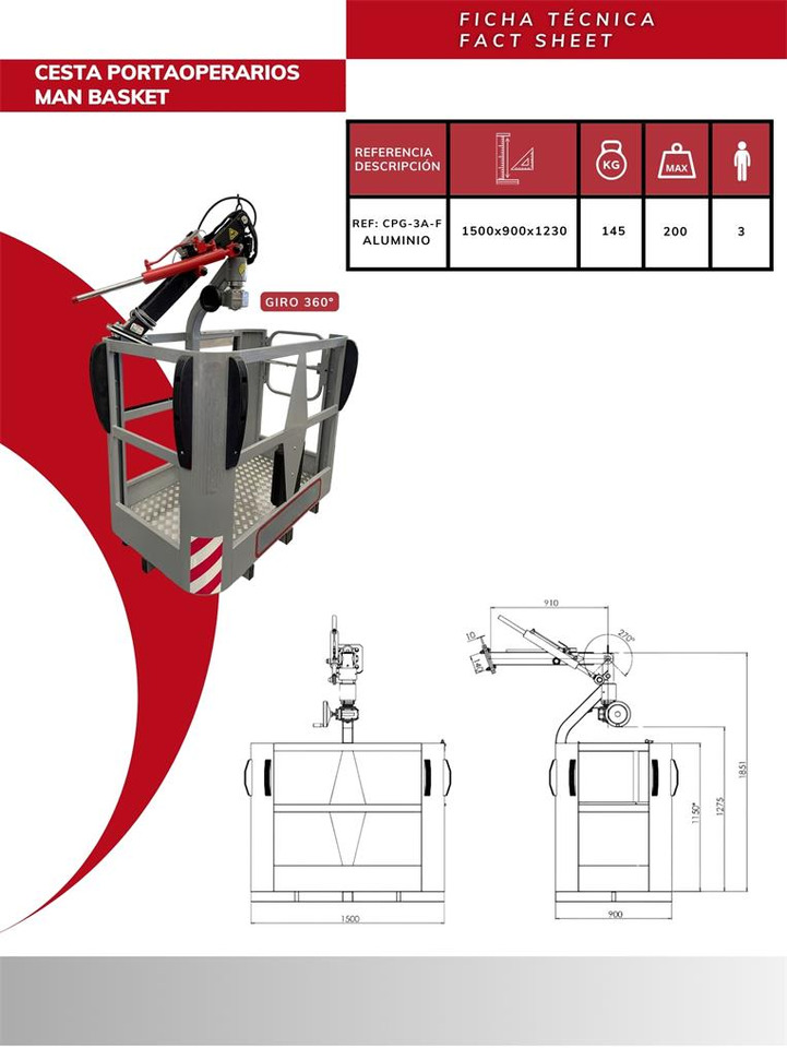 Aluminum Crane Basket CPG-3A-F - Παρελκόμενα για Γερανός παπαγάλος: φωτογραφία 5 Aluminum Crane Basket CPG-3A-F - Παρελκόμενα για Γερανός παπαγάλος: φωτογραφία 5