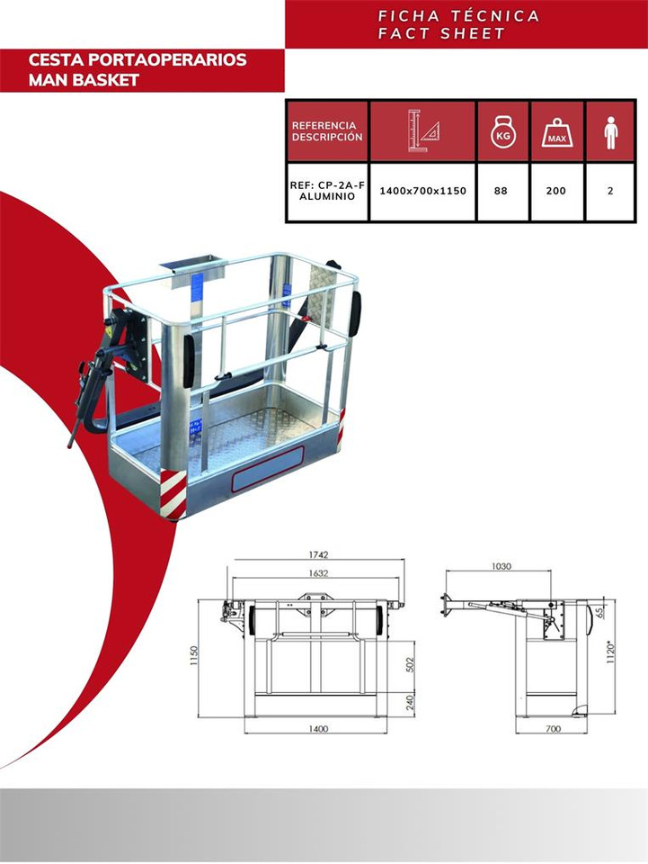 Aluminum Operator Basket CP-2A-F - Παρελκόμενα για Γερανός παπαγάλος: φωτογραφία 3 Aluminum Operator Basket CP-2A-F - Παρελκόμενα για Γερανός παπαγάλος: φωτογραφία 3