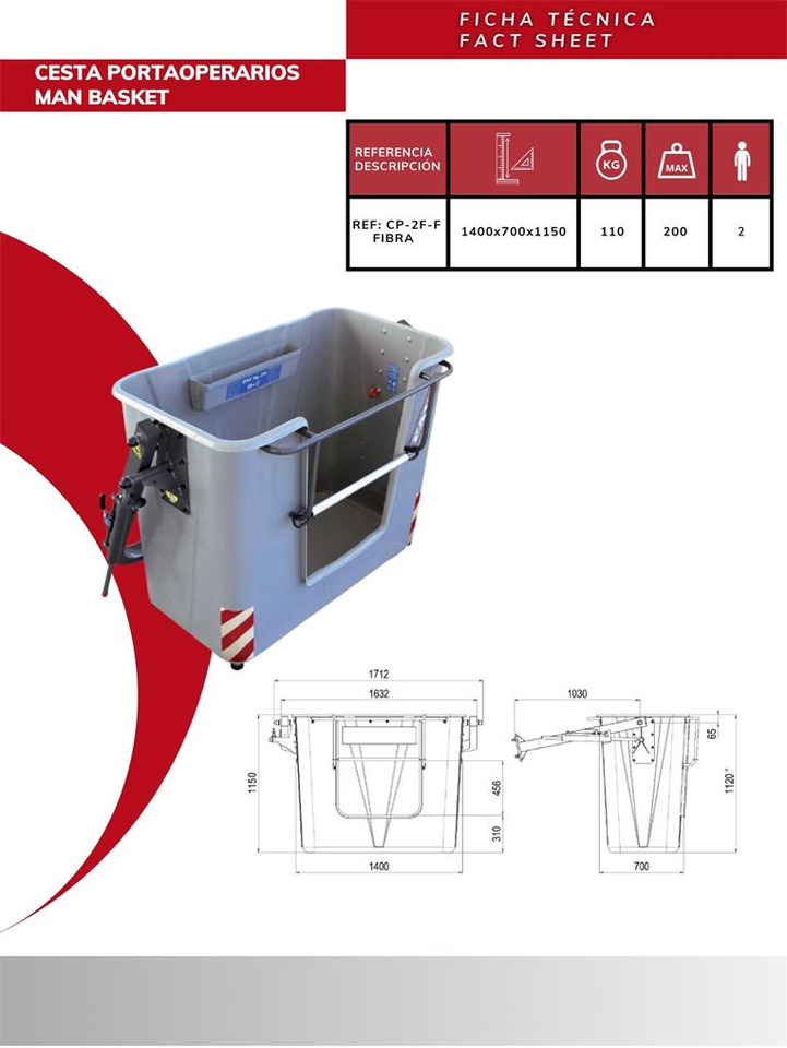 Fiber man basket CP-2F-F - Παρελκόμενα για Γερανός παπαγάλος: φωτογραφία 4 Fiber man basket CP-2F-F - Παρελκόμενα για Γερανός παπαγάλος: φωτογραφία 4
