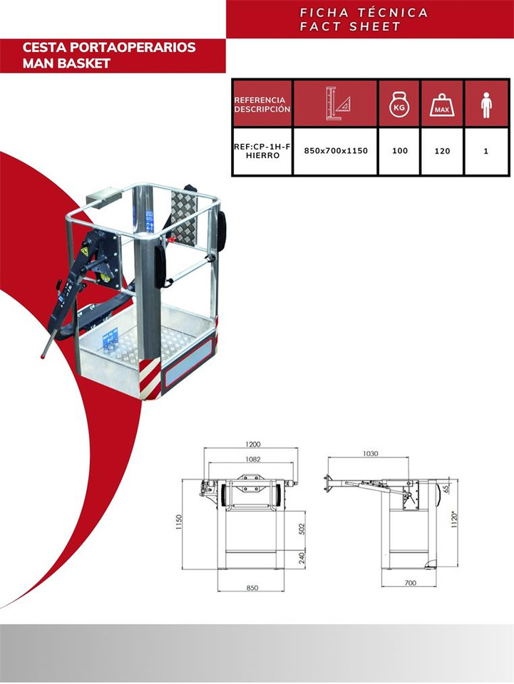 Iron man operator basket CP-1H-F - Παρελκόμενα για Γερανός παπαγάλος: φωτογραφία 3 Iron man operator basket CP-1H-F - Παρελκόμενα για Γερανός παπαγάλος: φωτογραφία 3