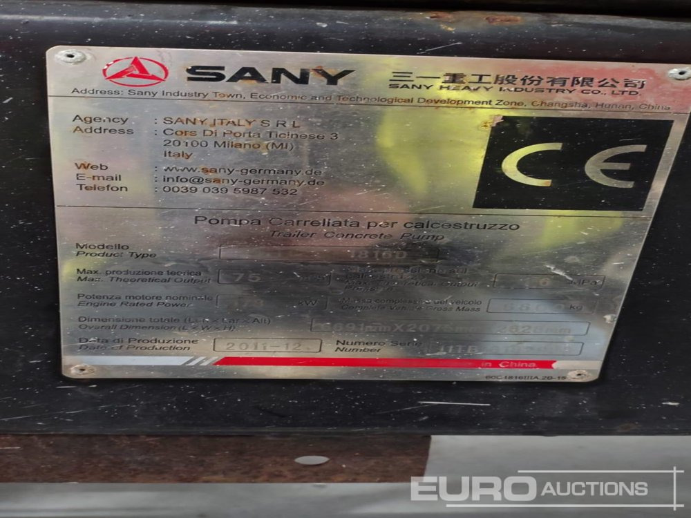 Αντλία σκυροδέματος 2011 Sany HBT60C-1816D: φωτογραφία 8