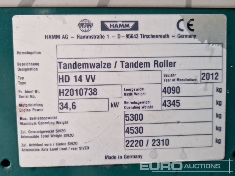 Οδοστρωτήρας 2012 Hamm HD14VV: φωτογραφία 37