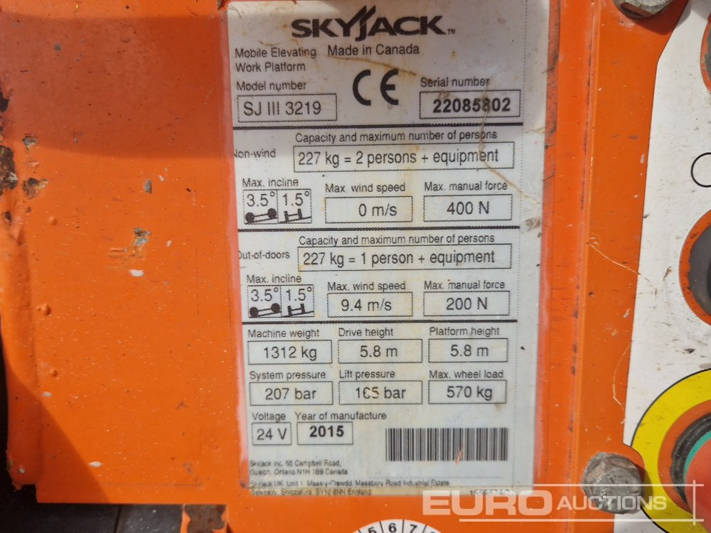 Πλατφόρμα εναέρια 2015 SkyJack SJIII 3219: φωτογραφία 22 Πλατφόρμα εναέρια 2015 SkyJack SJIII 3219: φωτογραφία 22