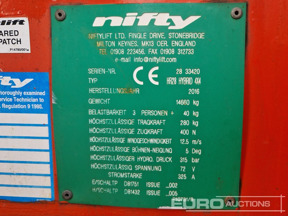 Καλαθοφόρο ανυψωτικό 2016 Niftylift HR28 Hybrid: φωτογραφία 36