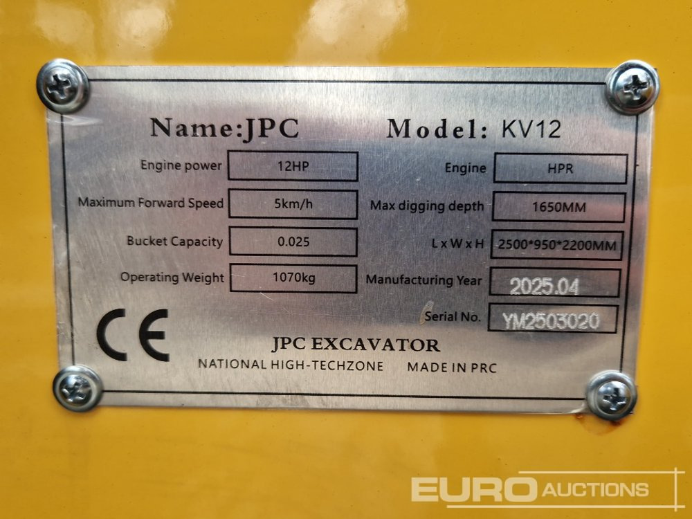 Μίνι εκσκαφέας Unused 2025 JPC KV12: φωτογραφία 23