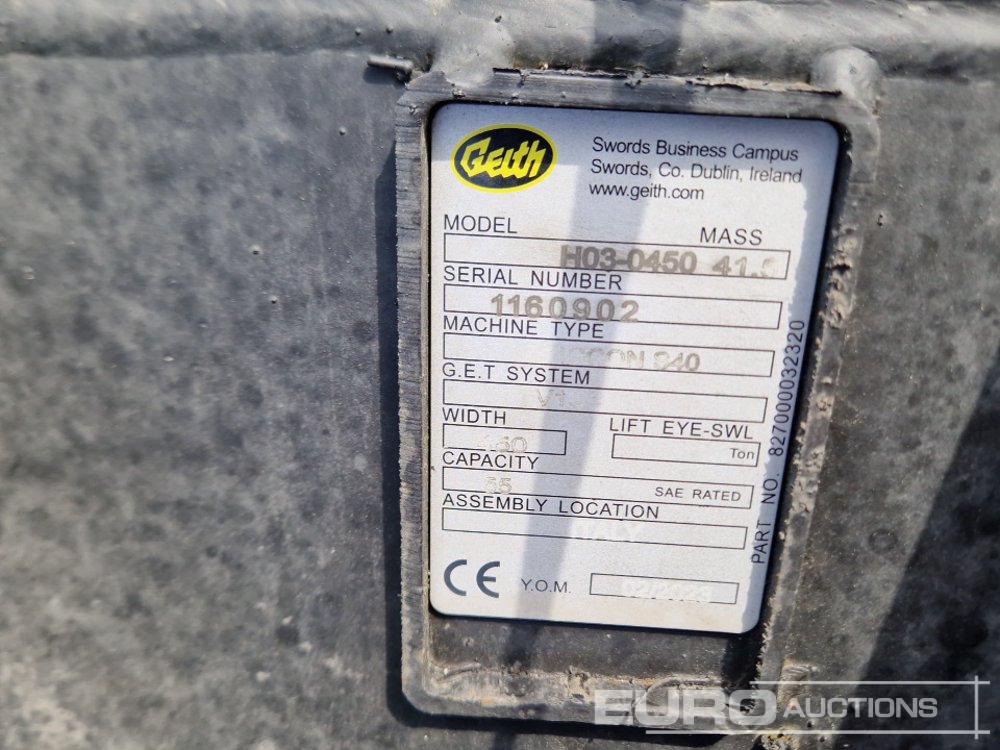 Νέα Κουβάς Unused Geith G03R-1200 48" Ditching Bucket, H03-0300 12" Digging Bucket, H03-450 18" Digging Bucket 40mm Pin to suit Mini Excavator / Conjunto Cazos: φωτογραφία 7
