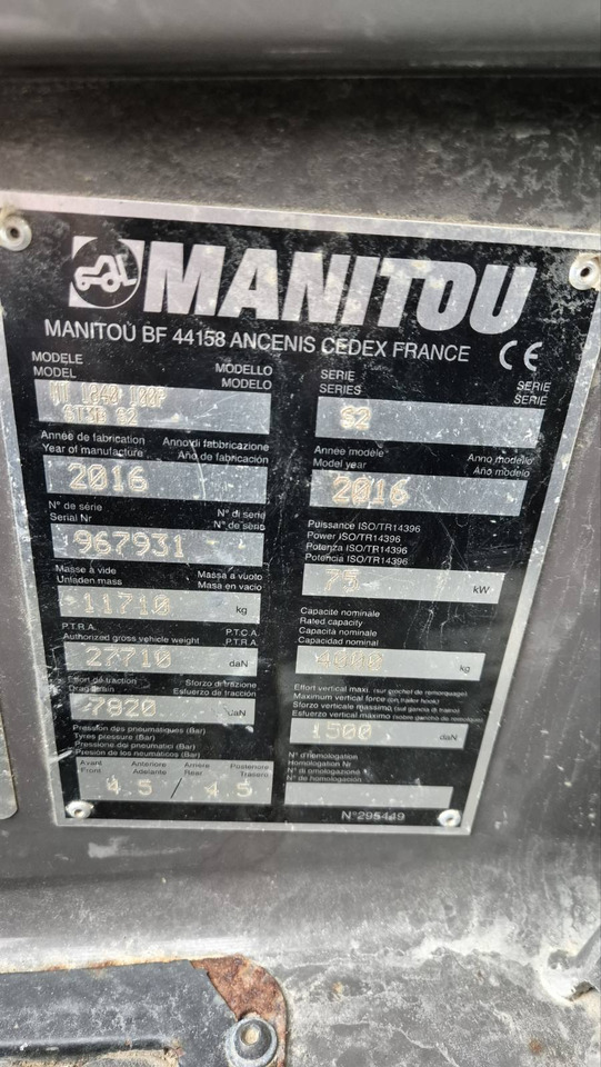 MANITOU MT1840 / 2016 - Τηλεσκοπικός φορτωτής: φωτογραφία 4 MANITOU MT1840 / 2016 - Τηλεσκοπικός φορτωτής: φωτογραφία 4