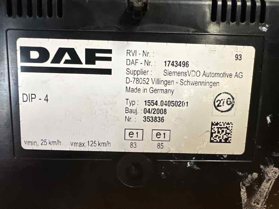 DAF INSTRUMENT ICL 1743496 - Καμπίνα και εσωτερικό για Φορτηγό: φωτογραφία 3 DAF INSTRUMENT ICL 1743496 - Καμπίνα και εσωτερικό για Φορτηγό: φωτογραφία 3