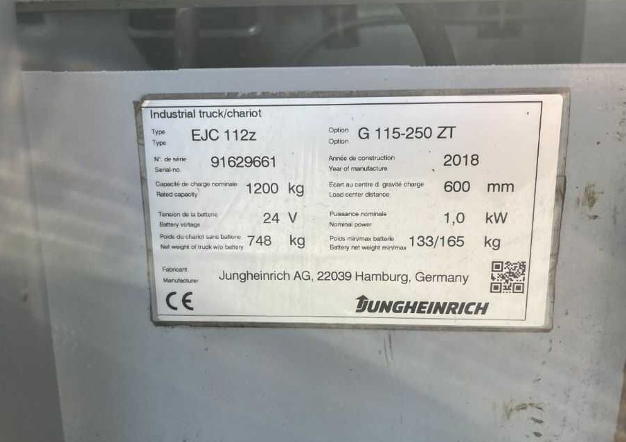 Jungheinrich EJC112z - Μηχάνημα στοίβαξης: φωτογραφία 4 Jungheinrich EJC112z - Μηχάνημα στοίβαξης: φωτογραφία 4