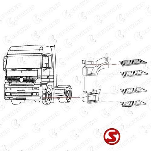 Mercedes-Benz Trede actros mp1 - 2 - 3 mega space l+r - Σκαλοπάτι για Φορτηγό: φωτογραφία 2 Mercedes-Benz Trede actros mp1 - 2 - 3 mega space l+r - Σκαλοπάτι για Φορτηγό: φωτογραφία 2