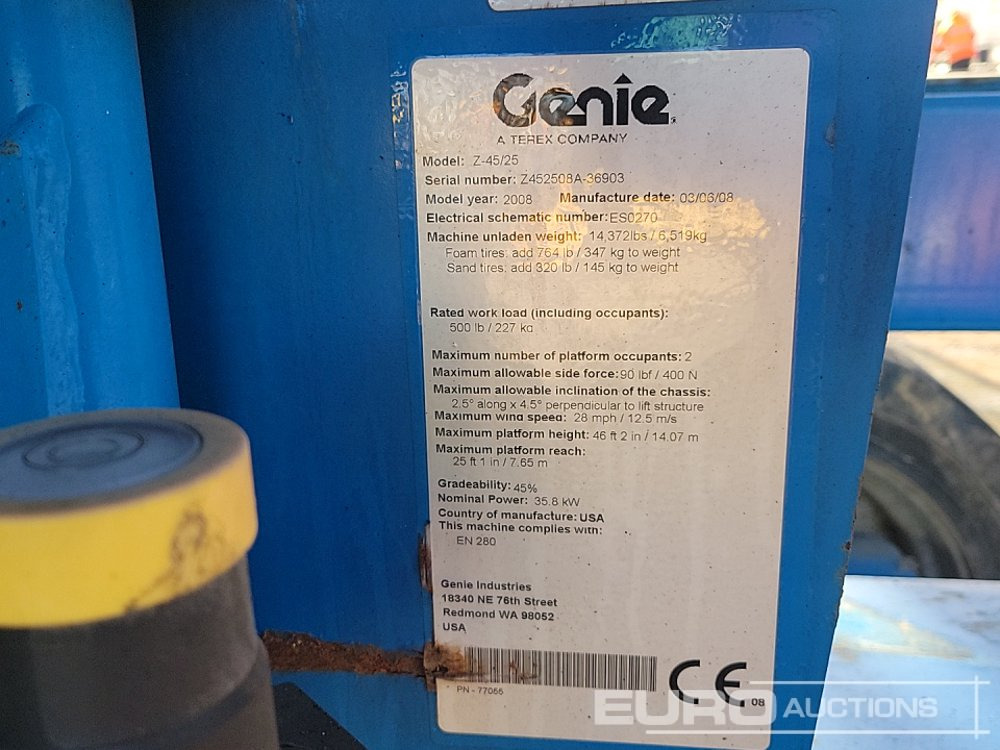 Πλατφόρμα εναέρια 2008 Genie Z45/25: φωτογραφία 40