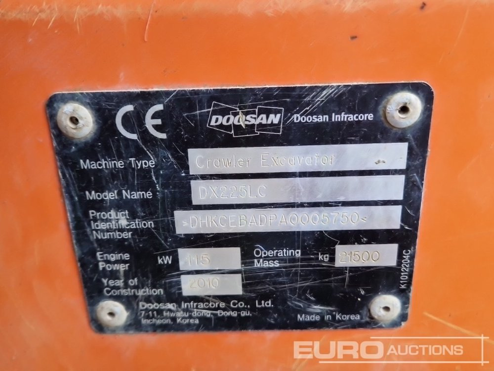 Ερπυστριοφόρος εκσκαφέας 2010 Doosan DX225LC: φωτογραφία 45