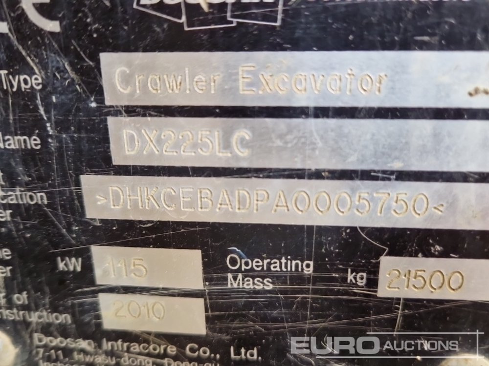 Ερπυστριοφόρος εκσκαφέας 2010 Doosan DX225LC: φωτογραφία 46