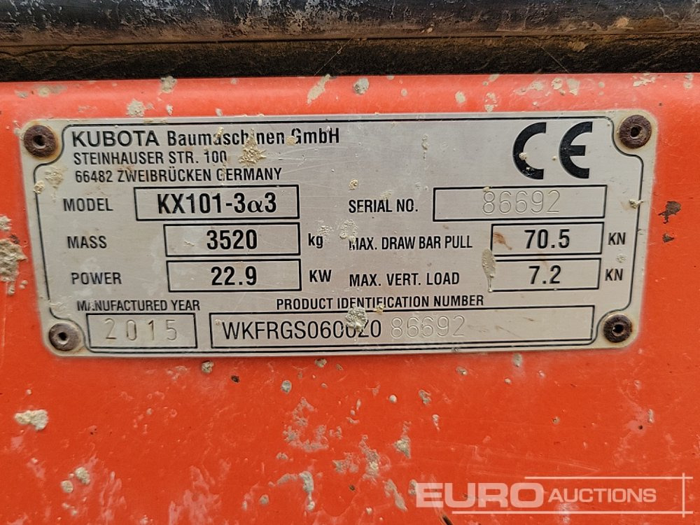 Μίνι εκσκαφέας 2014 Kubota KX101-3A3: φωτογραφία 47