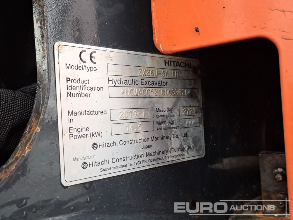 Μίνι εκσκαφέας 2019 Hitachi ZX26U-5A CR: φωτογραφία 42