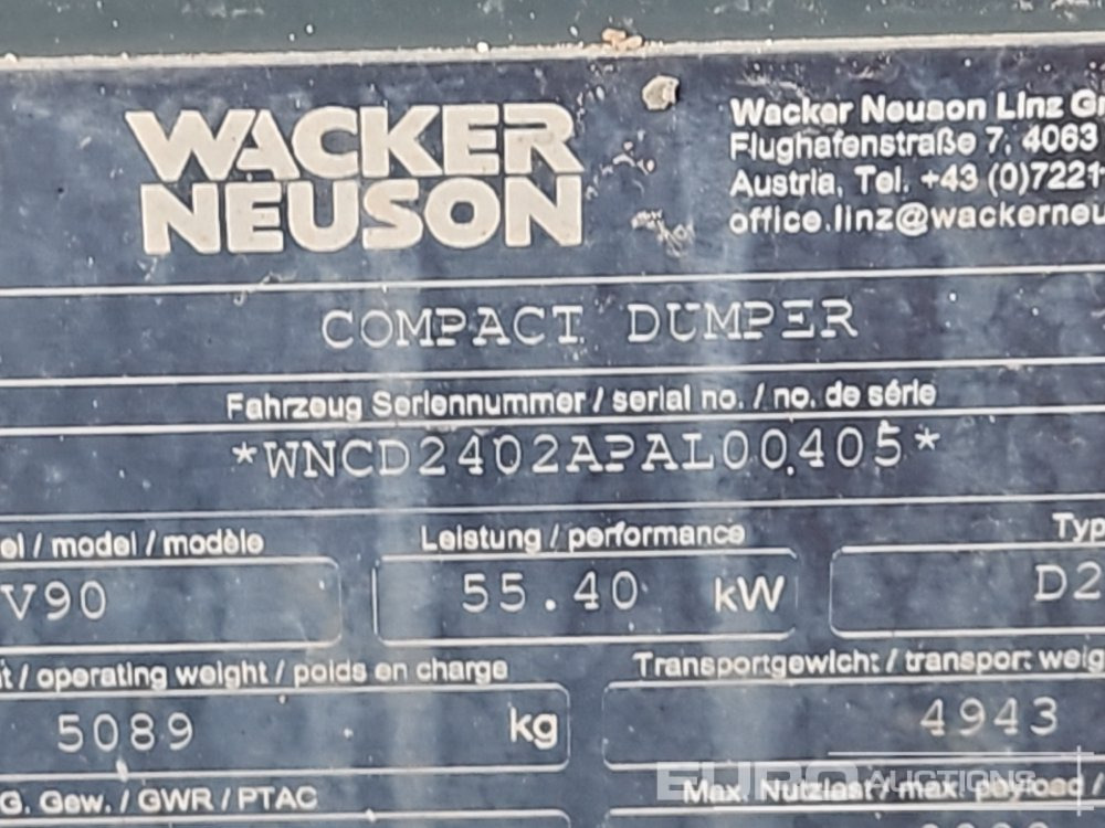 Μίνι ανατρεπόμενο 2020 Wacker Neuson DV90: φωτογραφία 38 Μίνι ανατρεπόμενο 2020 Wacker Neuson DV90: φωτογραφία 38