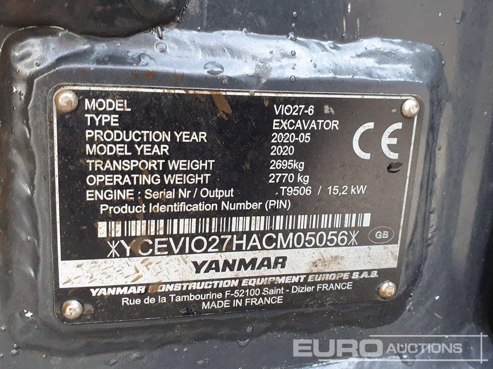 2020 Yanmar VIO27-6 - Μίνι εκσκαφέας: φωτογραφία 5 2020 Yanmar VIO27-6 - Μίνι εκσκαφέας: φωτογραφία 5