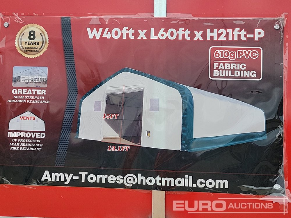 Unused 2025 60' x 40' x 21' PVC Peak Storage Shelter (Cannot Be Reconsigned) - Εμπορευματοκιβώτιο: φωτογραφία 1 Unused 2025 60' x 40' x 21' PVC Peak Storage Shelter (Cannot Be Reconsigned) - Εμπορευματοκιβώτιο: φωτογραφία 1