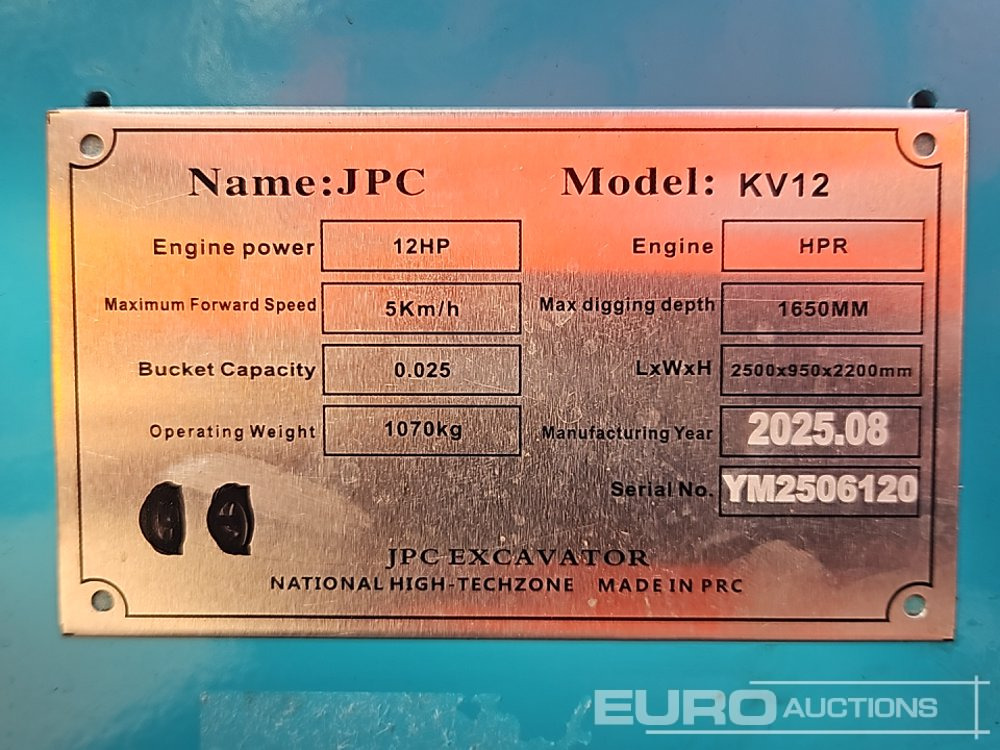 Μίνι εκσκαφέας Unused 2025 JPC KV12: φωτογραφία 34