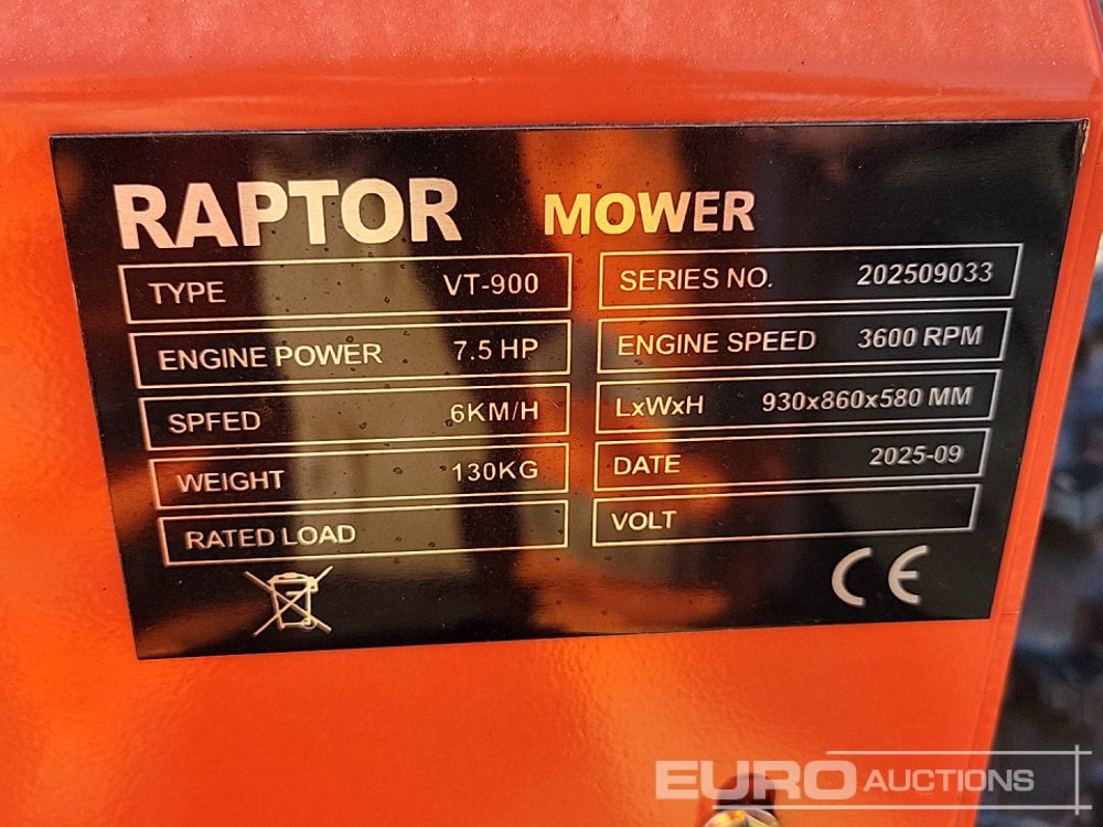 Unused 2025 Raptor VT900 - Χλοοκοπτικό: φωτογραφία 1 Unused 2025 Raptor VT900 - Χλοοκοπτικό: φωτογραφία 1