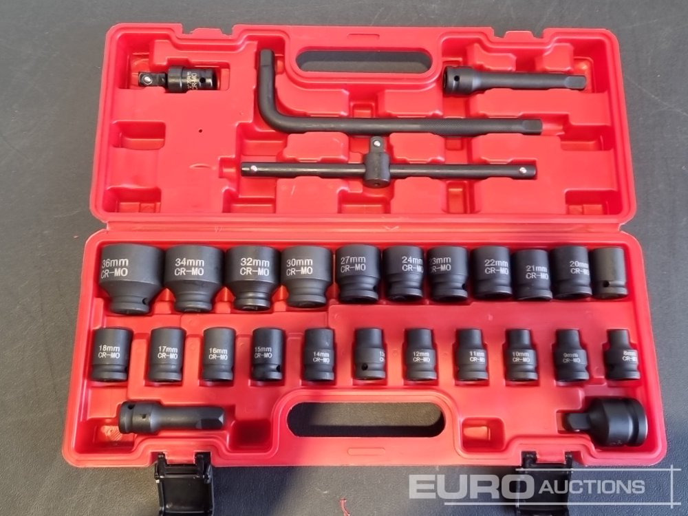 Unused Boss 1/2" 28pc Pneumatic Short Sleeve Socket Set, 3" Connecting Rod, 5" Connecting Rod Universal Joint, 10" Sliding Rod, 10" Bending Rod Adapter 3/4"-1/2" - Εξοπλισμού κατασκευών: φωτογραφία 4 Unused Boss 1/2" 28pc Pneumatic Short Sleeve Socket Set, 3" Connecting Rod, 5" Connecting Rod Universal Joint, 10" Sliding Rod, 10" Bending Rod Adapter 3/4"-1/2" - Εξοπλισμού κατασκευών: φωτογραφία 4