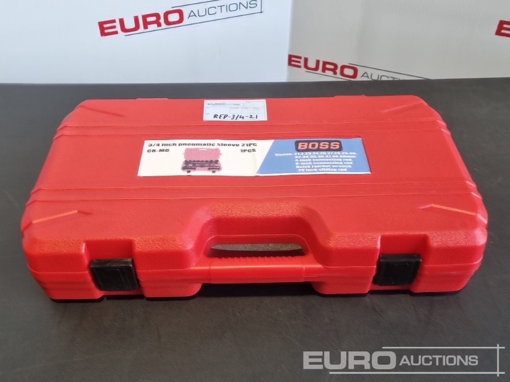 Unused Boss 3/4" 21pc Heavy Duty Pneumatic Socket Set, 4" Connecting Rod, 8" Connecting Rod, Quick Ratchet Wrench, 20" Sliding Rod - Εξοπλισμού κατασκευών: φωτογραφία 2 Unused Boss 3/4" 21pc Heavy Duty Pneumatic Socket Set, 4" Connecting Rod, 8" Connecting Rod, Quick Ratchet Wrench, 20" Sliding Rod - Εξοπλισμού κατασκευών: φωτογραφία 2