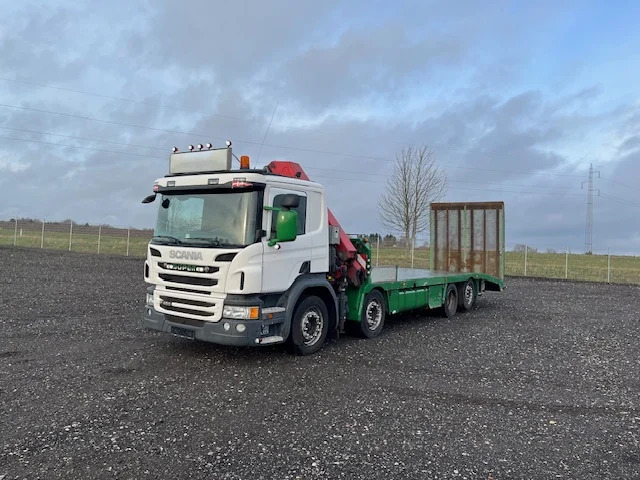 Scania P450 8X2*6 Knæklad + Kran HMF1820 – Machinetransporter - Φορτηγό αυτοκινητάμαξα, Φορτηγό με γερανό: φωτογραφία 1 Scania P450 8X2*6 Knæklad + Kran HMF1820 – Machinetransporter - Φορτηγό αυτοκινητάμαξα, Φορτηγό με γερανό: φωτογραφία 1