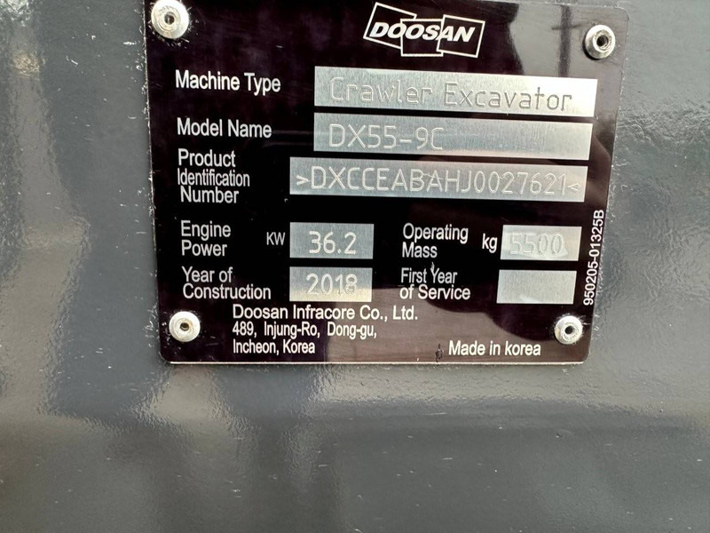 Ερπυστριοφόρος εκσκαφέας Doosan DX55-9C: φωτογραφία 17