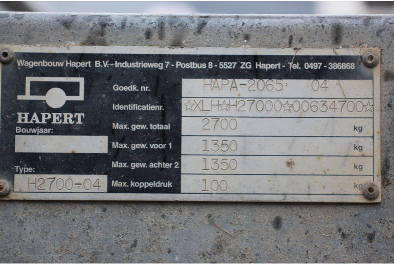 Τρέιλερ πλατφόρμα/ Καρότσα Hapert H2700-04: φωτογραφία 12