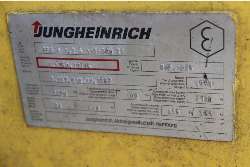 Jungheinrich Type BFG 1.2 6. 115-290 ZT - Ηλεκτροκίνητο περονοφόρο: φωτογραφία 2 Jungheinrich Type BFG 1.2 6. 115-290 ZT - Ηλεκτροκίνητο περονοφόρο: φωτογραφία 2
