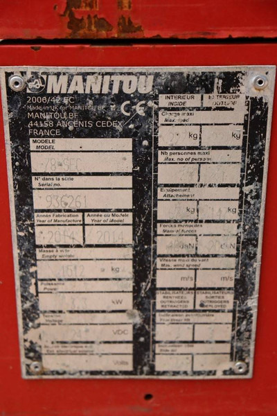 Ψαλιδωτό ανυψωτικό Manitou 78 SEC: φωτογραφία 16