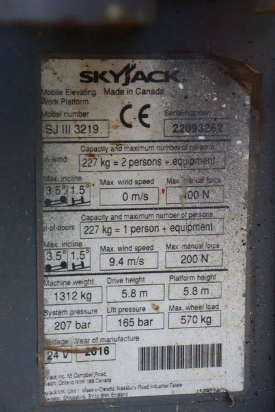 Ψαλιδωτό ανυψωτικό Skyjack SJIII 3219: φωτογραφία 14 Ψαλιδωτό ανυψωτικό Skyjack SJIII 3219: φωτογραφία 14